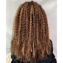 Brazilian virgin blonde highlights kinky curl 5*5 HD lace closure wig--BHD242
