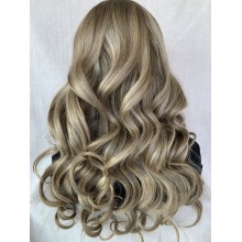 10A grade ash blonde highlights luxury loose wave 13*4 lace front wig--CL9
