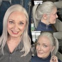 European hair 16inch silver gray color blunt cut bob 13*4 lace front wig--BYC682