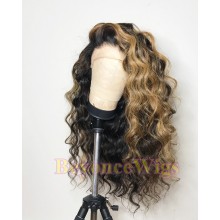 Brazilian human hair Pre plucked blonde loose curl 360 lace wig--BYC997