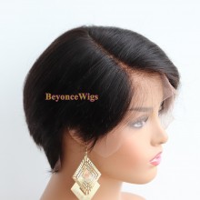 brazilian virgin human hair 6" lace front parting short pixie summer bob--BYC568