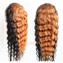 Brazilian human hair Pre plucked blonde loose curl 360 lace wig--BYC996