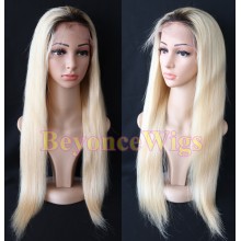 brazilian virgin silk straight ombre blonde lace front wig--BYC673