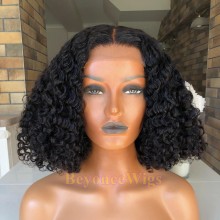 Brazilian human hair Pre plucked middle parting curly bob 360 lace wig--BYC350