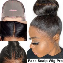 brazilian virgin silk straight Pre-made pre-plucked fake scalp wig--BYC101