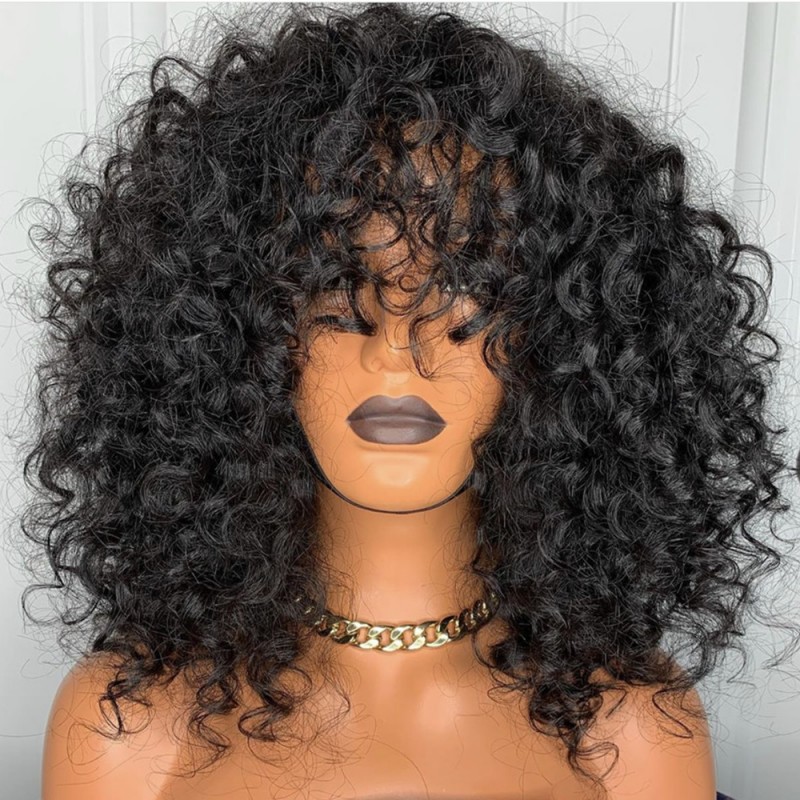 Ready to wear Bang curly 360 frontal wig BYC335