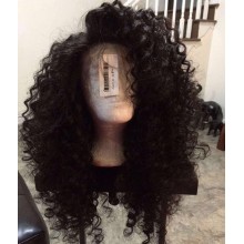 Brazilian human hair Pre plucked bleached curly wave 360 lace wig--BYC332