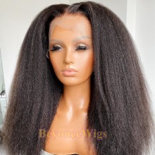 Brazilian human hair Pre plucked bleached kinky straight 13X6 lace front wig--BYC562