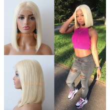 Glueless lace front human hair Beyonce 613 color blunt cut bob--BYC676