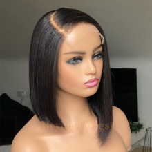 100% human hair 5*5 HD closure side parting bob wig--BHD118