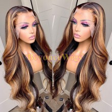 100% human hair Blonde color Loose wave 13*6 HD lace front  wig--BYC462