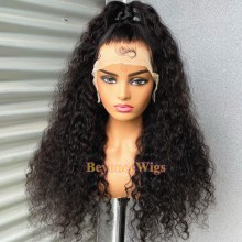 10A top quality 100% human hair water wave HD lace front wig--BYC470