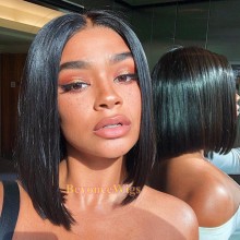 Brazilian hair middle parting blunt cut bob 13*6 HD lace front wig--BYC471