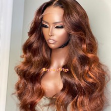 100% human hair Ginger color Loose wave 5*5 HD lace closure wig--BHD210