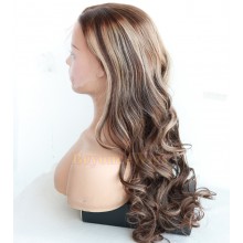 100% human hair caramel color Loose wave 13*6 HD lace front wig--BHD271
