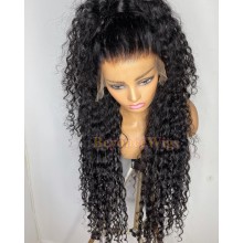 10A top quality 100% human hair wet wave HD lace front wig--BYC473