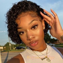 Stock 13*4 lace frontal short curly bob wig--BYC514