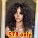 100% human hair bang curly machine made wig--BM456