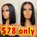 【【For sale】】brazilian virgin human hair silky straight 2*4 lace closure blunt cut bob--BYC679