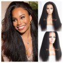 Brazilian virgin kinky straight Pre plucked Skin Melt HD Lace 13*6 Lace Front Wig--BYC476