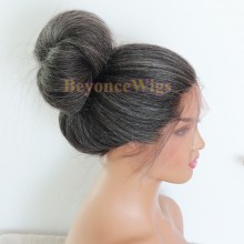 brazilian virgin Grey mixed kinky straight glueless full lace wig--BYC002