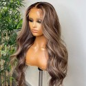 Ash blonde with ash blonde highlights Loose body wave 13*6 HD lace front wig--BYC479