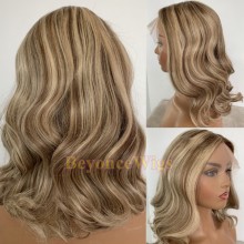 Blonde Highlight Wave 8c60 Human Hair 13x6 Lace Front Wig-8c60