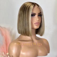 10A grade blonde highlights 13*6 HD lace frontal bob wig--WH001
