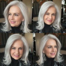 European hair 12inch silver gray color blunt cut bob 13*4 lace front wig--BYC682