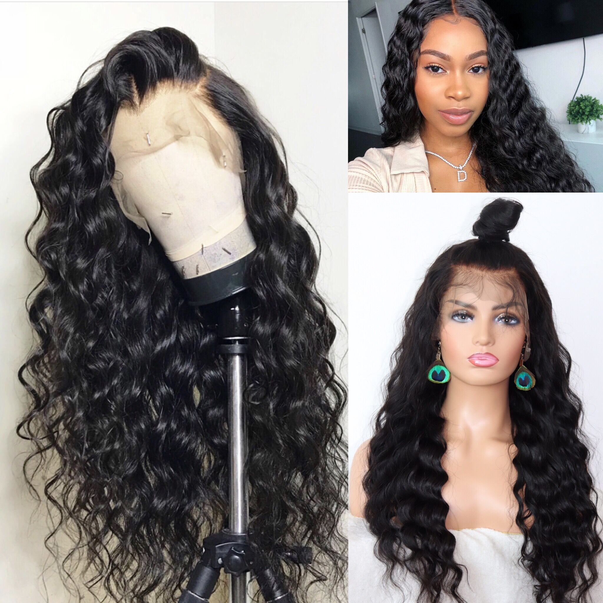 Cusomers' pics share on our loose curl 360 lace wig--BYC347